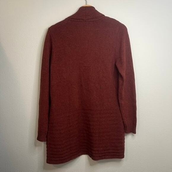 Fortune + Ivy Raiden Tab Open Front Cardigan Sweater Size Medium Maroon Academia - Picture 3 of 12